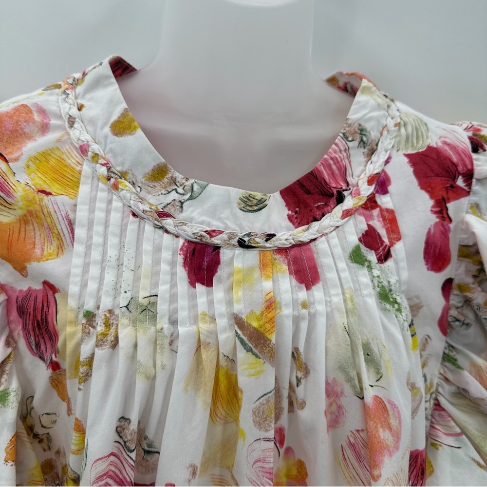 Fairhope Blouse Women’s XXL Pink Floral Ruffle Sleeve Braid Spring Top Feminine - Picture 3 of 15
